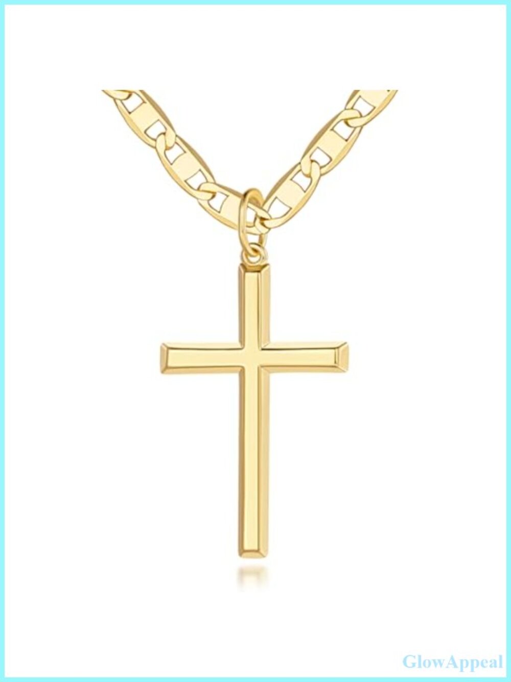 14K Gold Plated Cross Necklace Women Pendant 19in Mariner Chain